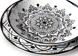 Excelsa Boheme Noir Service d'assiettes, 18 pièces, Porcelaine, Schwarz