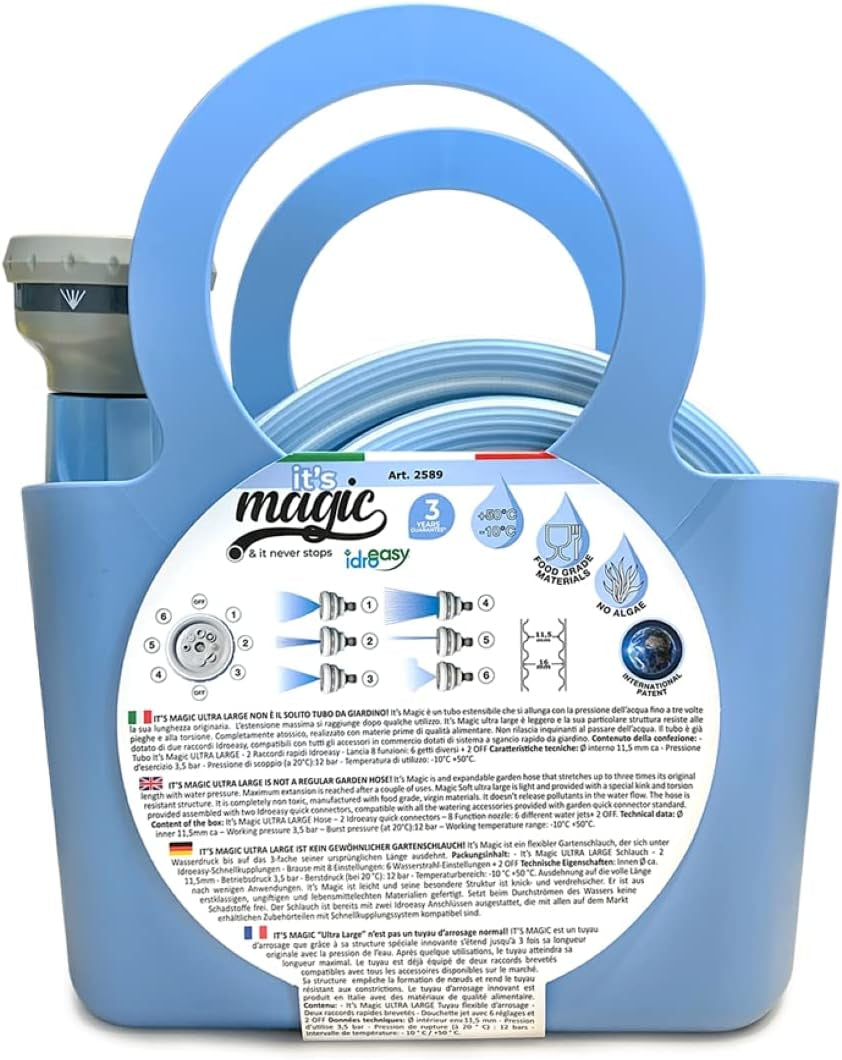 Magic Blue Hose Tuyau d'arrosage extensible de 20 mètres avec sac et buse de pulvérisation