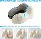 Oreiller cervical, oreiller cervical d'avion, oreiller de voyage, oreiller cervical pour adulte, oreiller cervical de voiture, oreiller de maison, oreiller ergonomique en mousse à mémoire de forme, lavable à dos étroit, réglable, gris