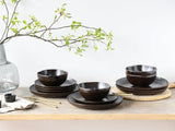 CreaTable, 21249, série Natura Organic RUSTY, service de table 12 pièces pour 4 personnes, service d'assiettes en porcelaine, passe au lave-vaisselle et au micro-ondes, fabriqué en Europe