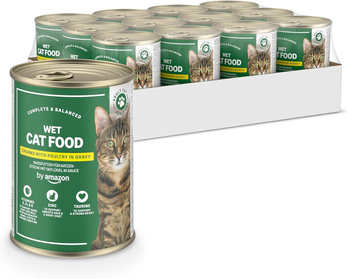 par Amazon Katzenfutter, nass, Dose, Stücke mit Geflügel in Sauce, 12 x 415 g