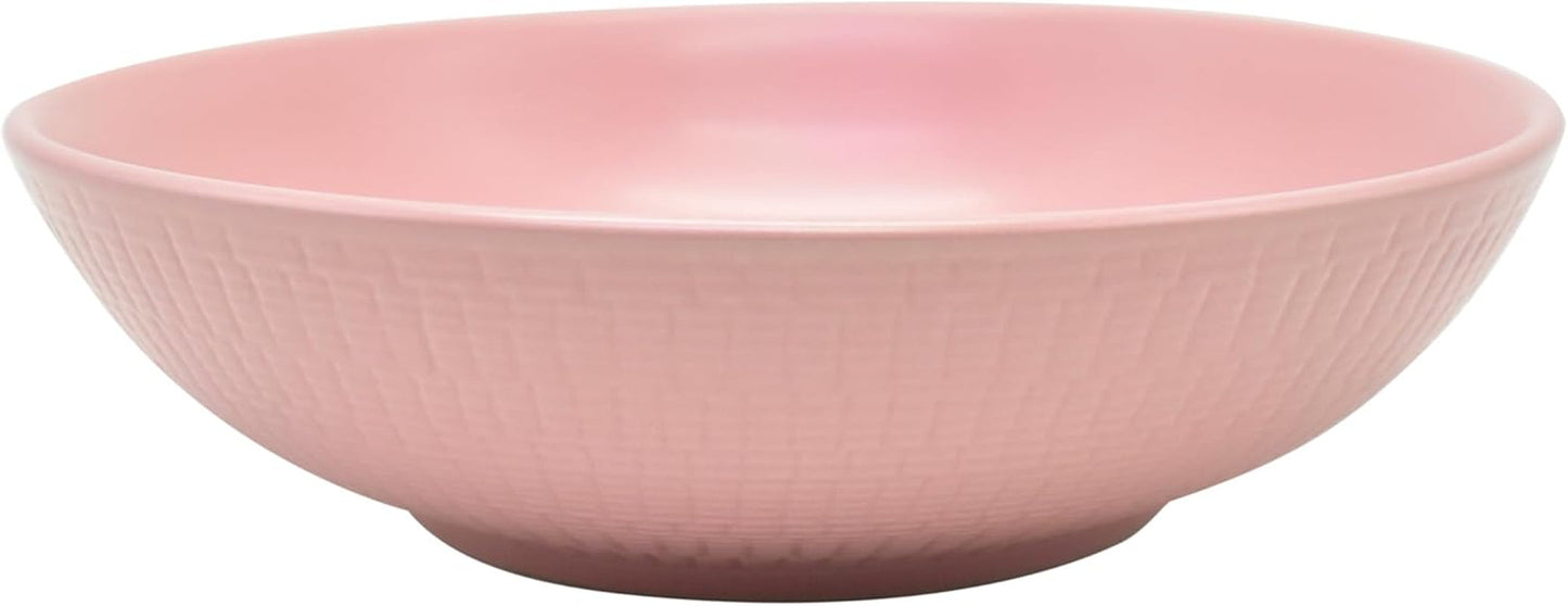 ECHTWERK Service de table vintage 12 pièces au design naturel « Blanka » Service de table élégant en grès texturé pour 4 personnes avec 4 assiettes plates, 4 assiettes latérales et 4 assiettes plates Rose