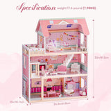 ROBUD Maison de poupée en bois pour enfants, jouet cadeau pour filles et garçons de 3, 4, 5, 6 ans