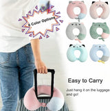 Oreiller cervical pour enfants, pour avion, voiture, train, voyage, adulte, mousse à mémoire de forme, motif animal mignon, oreiller en forme de U, housse amovible (rose 2) Oreillers cervicaux orthopédiques Naty Shop