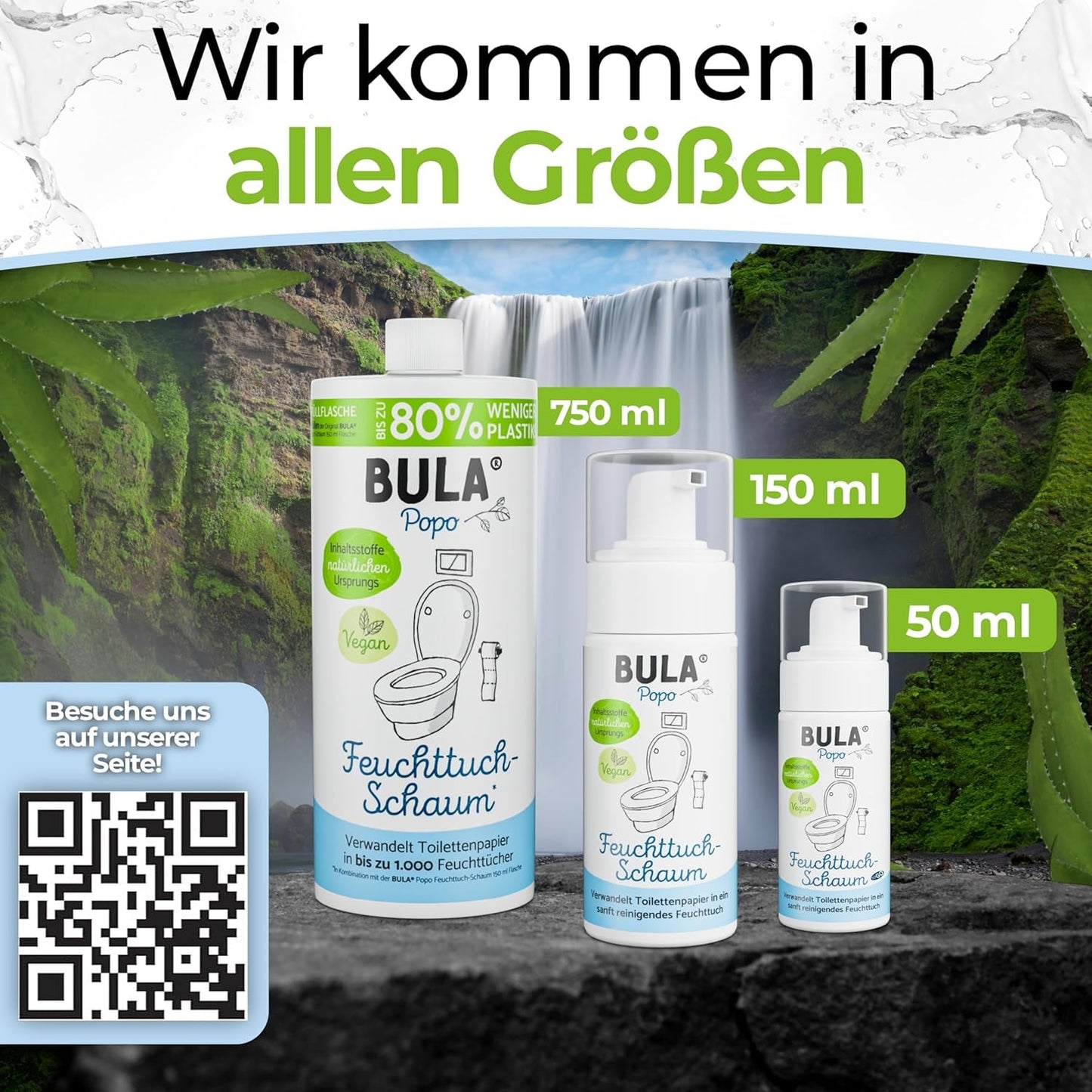 Flacon de recharge BULA® Popo (750 ml) JUSTE POUR RECHARGER nos flacons de 150 ml et 50 ml ! | Remplace jusqu'à 1 000 lingettes ! | Avec des ingrédients d'origine naturelle
