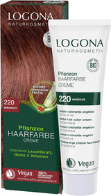 LOGONA Natural Cosmetics Crème Colorante Végétale 240 Brun Nougat, Crème Colorante Cheveux Brun Henné Naturel, Crème Colorante Tons Bruns, Coloration Cheveux Foncés, 150ml Naty Shop Teinture Cheveux 220 Vin Rouge [Titien]