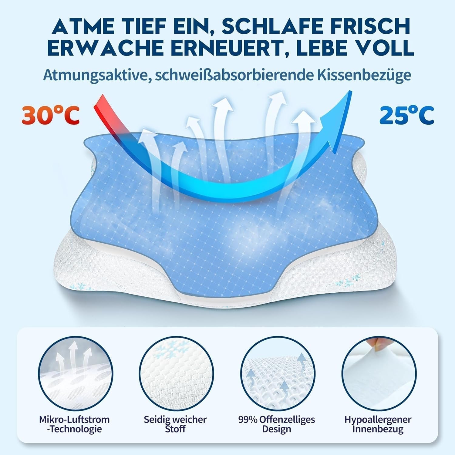 Cloudétoile Oreiller Cervical Oreiller en Mousse à Mémoire - Oreiller Orthopédique Ergonomique 2 en 1 Oreiller en Mousse Visco Oreiller de Soutien du Cou pour Dormeur Latéral Oreiller en Mousse à Mémoire Réglable en Hauteur Blanc 64X38X12cm Oreillers Cervicaux Orthopédiques Naty Shop