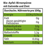 FRECHE FREUNDE Sachet de fruits à presser biologique pomme cannelle poire riz épeautre purée de fruits avec céréales pour bébés de 6 mois et plus végétaliens 6 paquets (6 x 100 g)