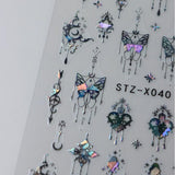 Autocollants d'ongles 3D métallisés Schwarz Schmetterling - Autocollants d'ongles Aurora rose laser - Autocollants d'art d'ongles papillon punk - Autocollants d'ongles argentés - Nageldesign Zubehör