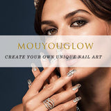 Moonglow Faux Ongles Magnétiques Courts, Rose Amande Rouge Dégradé Paillettes Oeil de Chat avec Colle, Rose Rouge Ombre Paillettes Photothérapie Ongles Artificiels pour Femmes et Filles