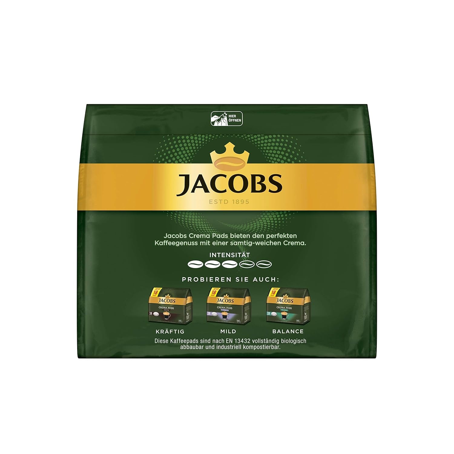 Kräftig Cream Pads, 90 Kaffeepads compatibles Senseo UTZ-zertifiziert, 5er Pack, 5 x 18 Getränke & Cream Pads, 90 Kaffeepads compatibles Senseo UTZ-zertifiziert, 5er Pack, 5 x 18 Getränke