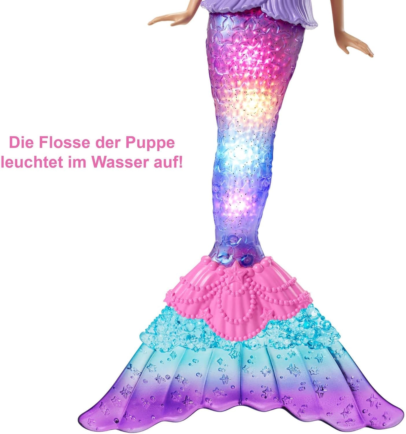 Barbie Dreamtopia Poupée sirène lumineuse magique aux cheveux blonds, poupée Barbie avec queue de sirène, convient comme cadeau pour les enfants de 3 ans et plus, HDJ36