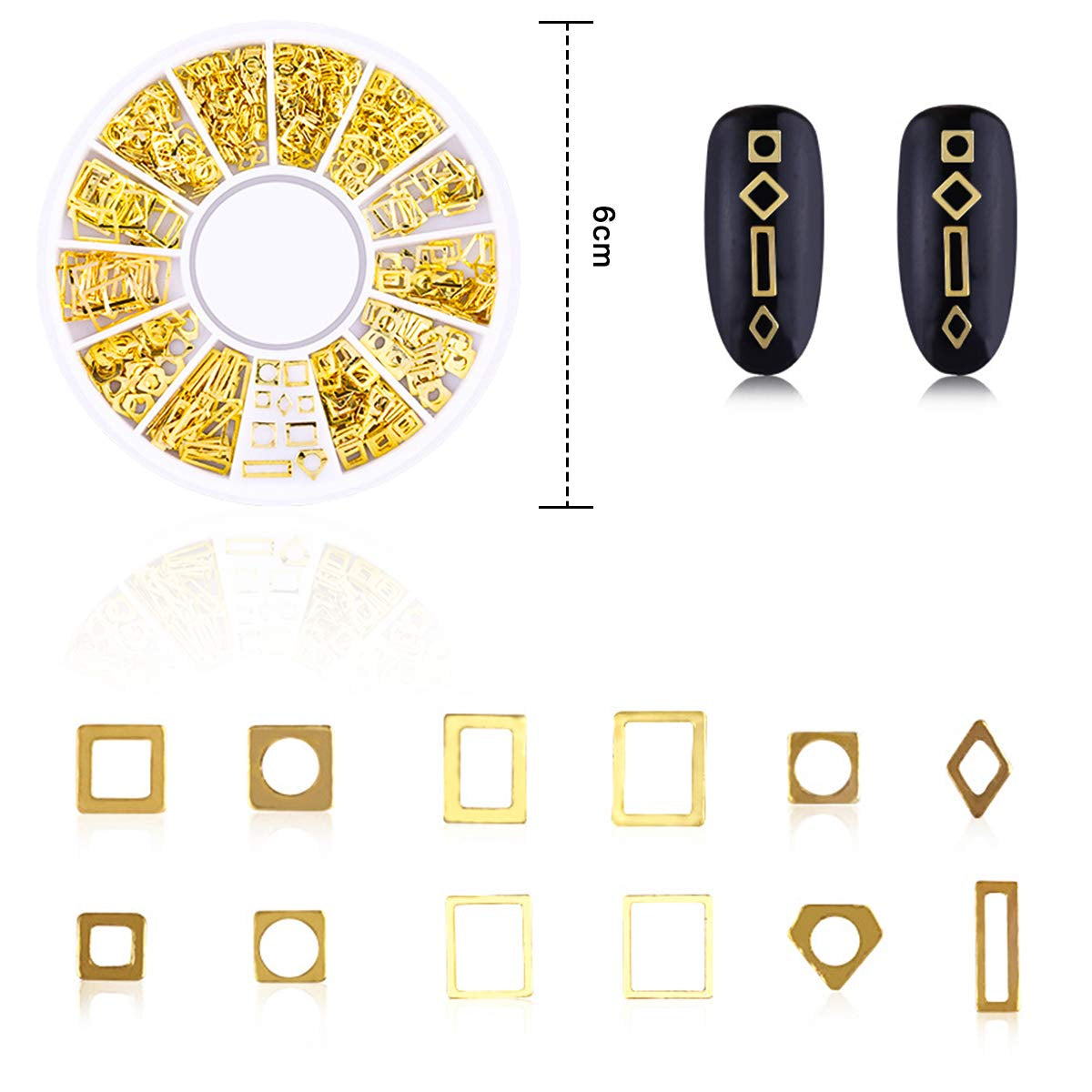 4 boîtes Nagel Art Strass, 3D Nagel Art Décorations, Mix Größe Nagel Perlen Glitter Strass Gold Metall Hohlniet Nagelkunst Stern Mond Sonne Nagel Zubehör Für DIY Nageldesign