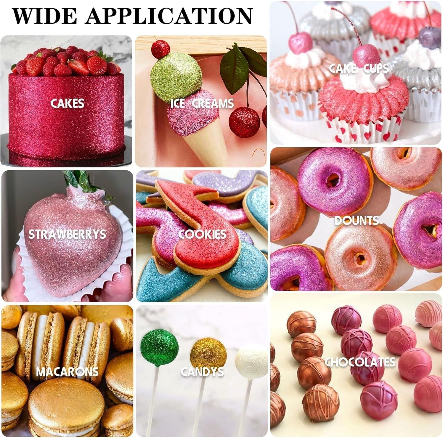 Ensemble de spray à paillettes comestibles – 20 g de poussière de paillettes irisées pour boissons, champagne, gâteaux – Colorant alimentaire métallique comestible pour cocktails, vin, liqueur, pâtisserie, gâteaux