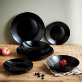 Arcopal Zelie service de table en verre noir, 12 pièces, 4 places, noir