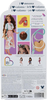 Poupée Vaiana avec accessoires, 29cm, 13 points d'articulation, sous licence officielle Jakks Pacific. Complet avec des accessoires combinables et une bague Mickey étincelante !