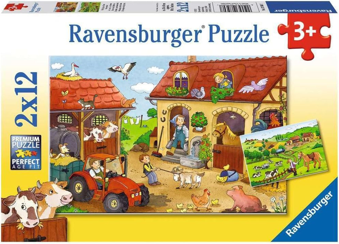 Ravensburger Puzzle pour enfants - 07574 Police et pompiers - Puzzle pour 3+ 2X12 pièces Naty Shop 07560 Occupé à la ferme