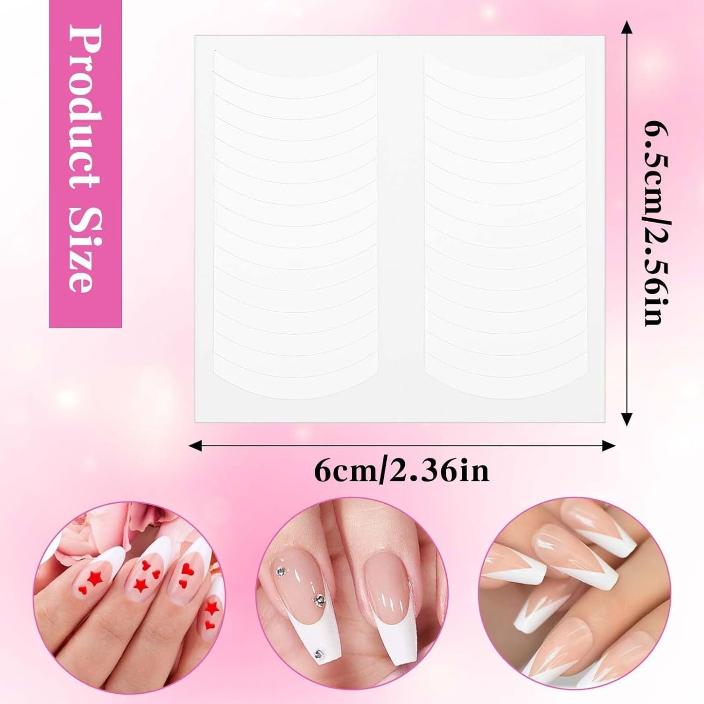 1620 pièces French Schablonen Nails,French Nail Schablone,Maniküre Schablonen,Selbstklebende Nail Art Sticker Frenchs For DIY Nageldesign Maniküre Dekoration Nageldesign Zubehör