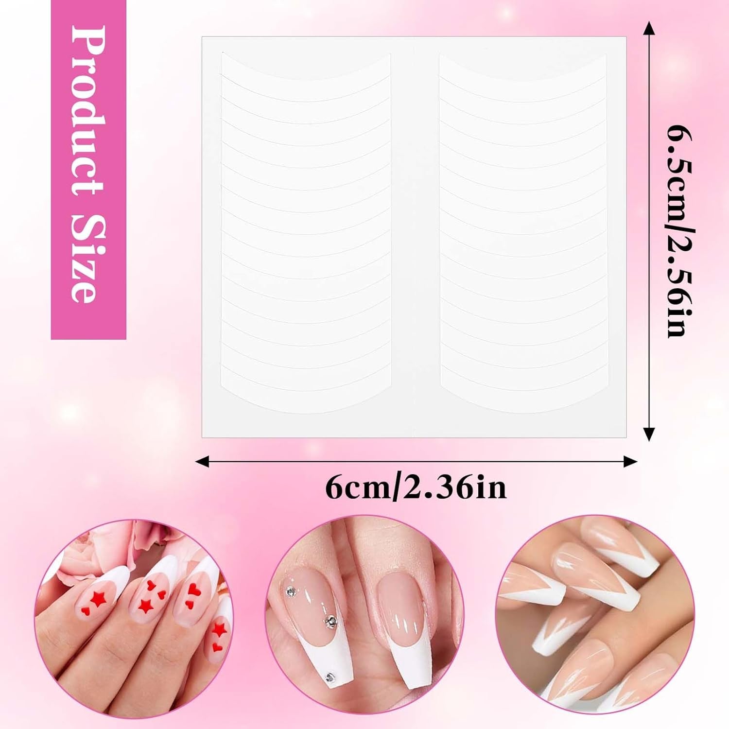 1620 pièces French Schablonen Nails,French Nail Schablone,Maniküre Schablonen,Selbstklebende Nail Art Sticker Frenchs For DIY Nageldesign Maniküre Dekoration Nageldesign Zubehör
