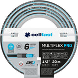 Tuyau d'arrosage Cellfast MULTIFLEX PRO, durable, 6 brins, tresse tricotée ATS2, résistant aux UV et aux algues, sans métaux lourds, technologie velours, 35 bar, -20/+65°C, 3/4", 30m