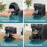 Machine à expresso à capsules Bosch Tassimo finesse TAS162E, 70 boissons, café plus intense sur simple pression d'un bouton, arrêt automatique, durable, dosage parfait, 1400 W, noir/noir