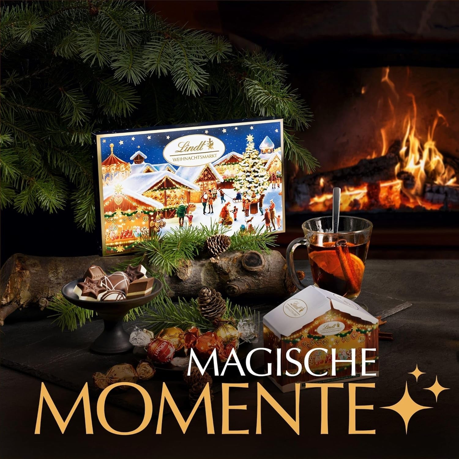Chocolat Lindt | Coffret de pralines de Noël | 200g Assortiment de pralines de Noël enrobées du meilleur chocolat au lait | Cadeau chocolaté pour Noël