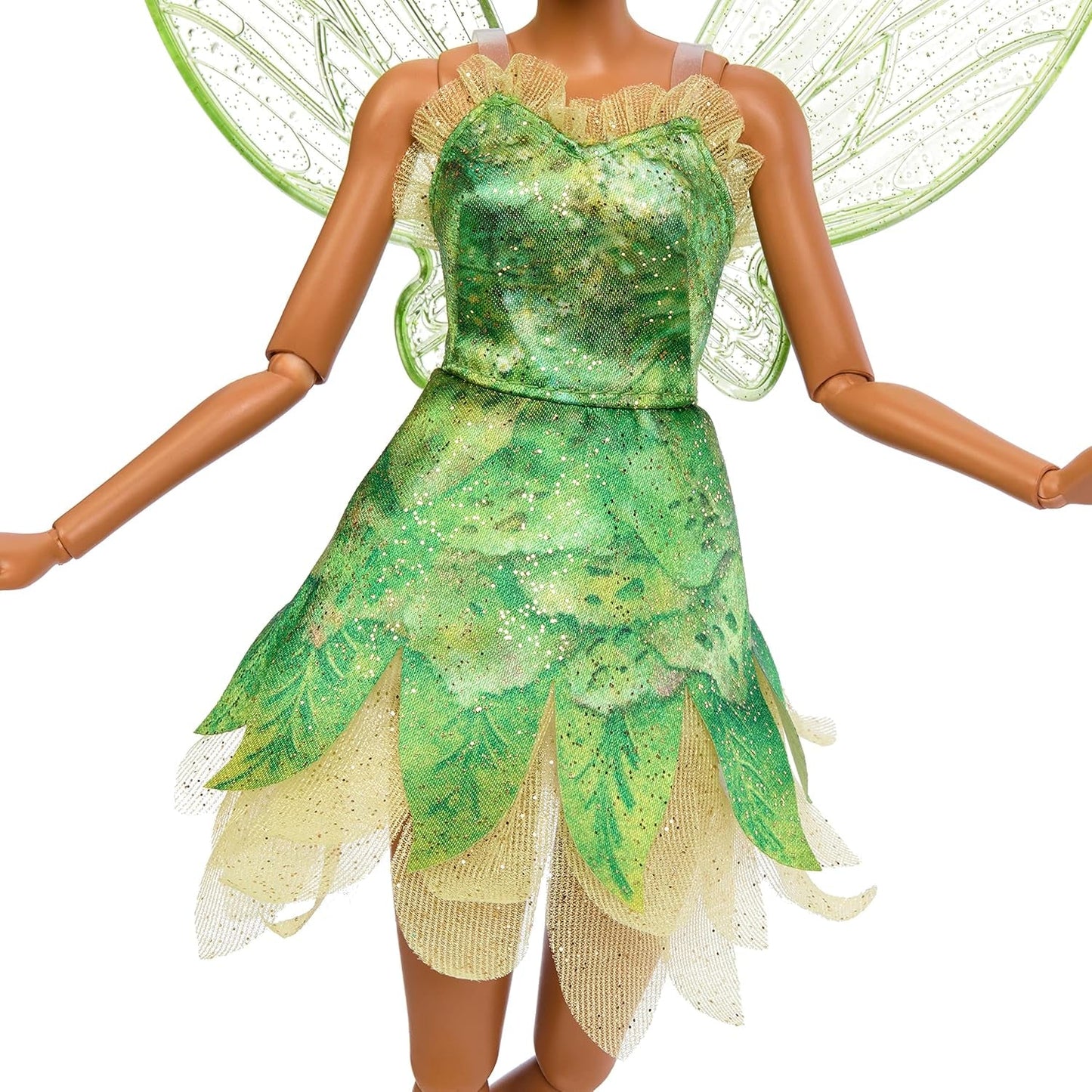Disney Peter Pan et Wendy Fée Clochette Poupée avec ailes mobiles et robe verte inspirée du film, cadeau pour les enfants pour reconstituer des scènes ou leurs propres aventures HNY37