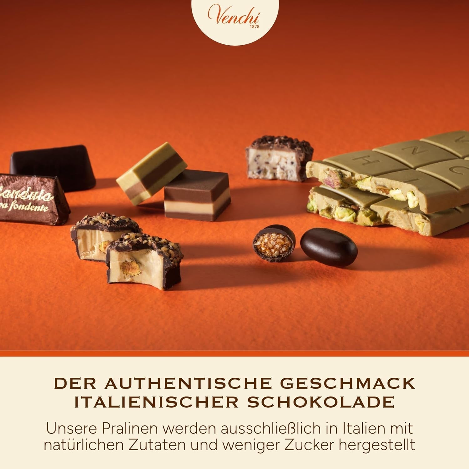 Venchi - Cremini 1878 - Chocolat trois couches au gianduja au lait et pâte d'amande, "Noisettes du Piémont IGP", 1 kg, sans gluten, sans colorants et sans conservateurs