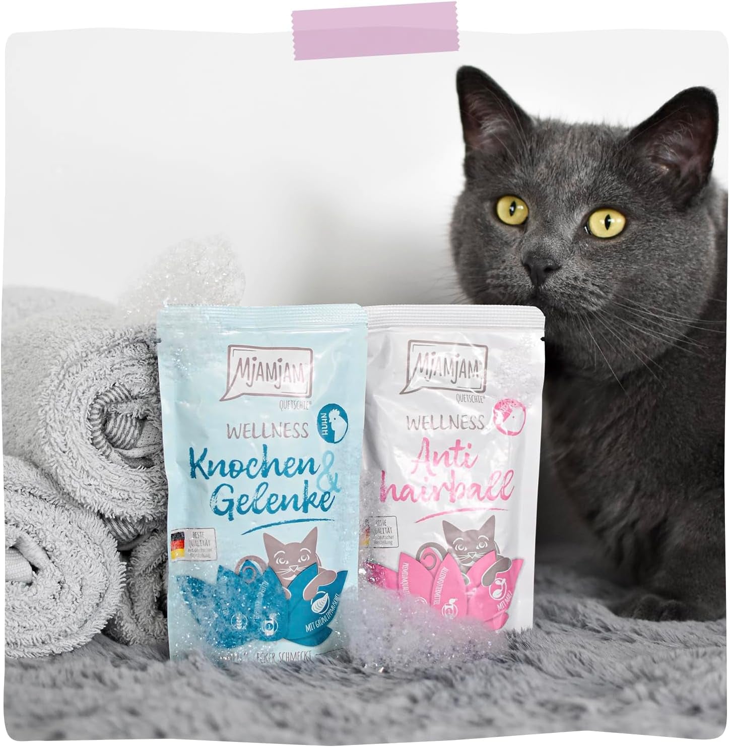 MjAMjAM - Nourriture humide premium pour chat - Bien-être - Digestif - Poulet, pack de 12 (12 x 125g), sans céréales