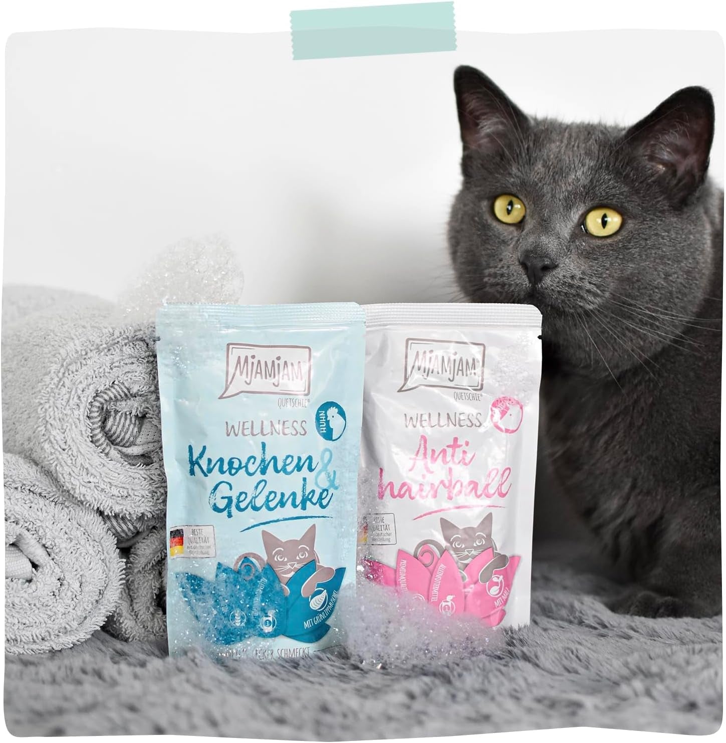 MjAMjAM - Nourriture humide premium pour chat - Bien-être - Digestif - Bœuf, Pack de 12 (12 x 125g), Sans céréales