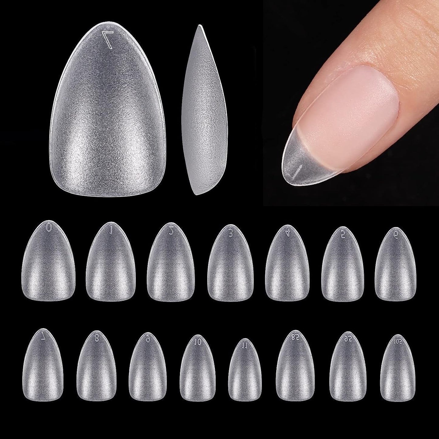 Btartbox Faux-ongles en amande extra courts - Gel à couverture complète X Soft XS - Semi-mat préformé pour salon d'ongles larges 320 pièces