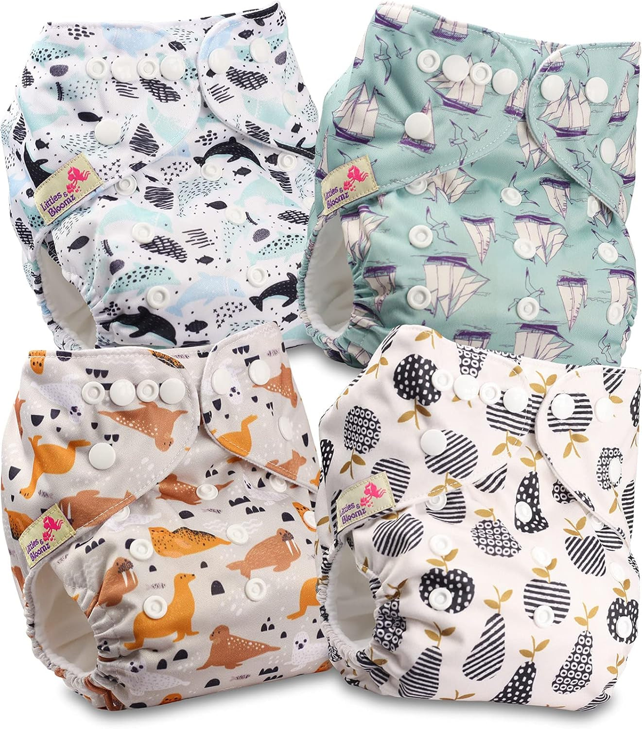 Littles and Bloomz FLP2-0406 Couche réutilisable à clip standard, 4 couches