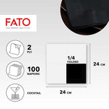 - Serviettes en papier jetables, idéales pour l'apéritif et les cocktails, paquet de 100 serviettes, format 24X24, 4 plis, 2 épaisseurs, coloris noir, papier 100% pure cellulose, certifié Fsc