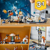 LEGO 31142 Creator Kit de jouets de montagnes russes spatiales 3 en 1 pour enfants avec chariots de travail, se transforme en tour à chute libre ou en carrousel avec des fusées et des briques lumineuses. Besuche an LEGO-Store