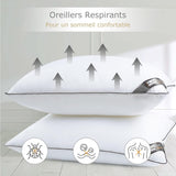 Oreiller Bedstory, 50 x 70 cm, 2 pièces, résistant aux morsures, respirant la transpiration, hypoallergénique, garnissage : 100 % fibre de polyester, ultra confort et douceur et excellent maintien Naty Shop Oreillers standards