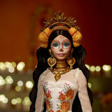 Barbie Signature Day of the Dead 2025 - Figurine de collection en robe crème avec volants, soucis et nœuds, couronne de fleurs dans les cheveux et peinture pour le visage Calavera, JBJ05