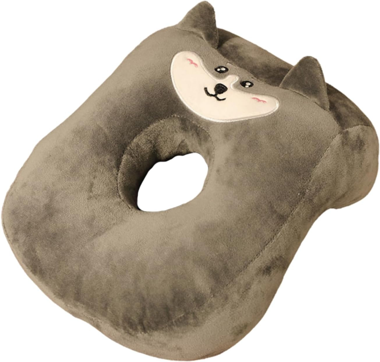 Naty Shop Oreiller de bureau en coton à mémoire de forme avec trou d'oreille mignon et doux pour dormir sur le côté pour femmes, filles et enfants (chatons gris) Oreillers orthopédiques cervicaux Naty Shop Chiot Gris