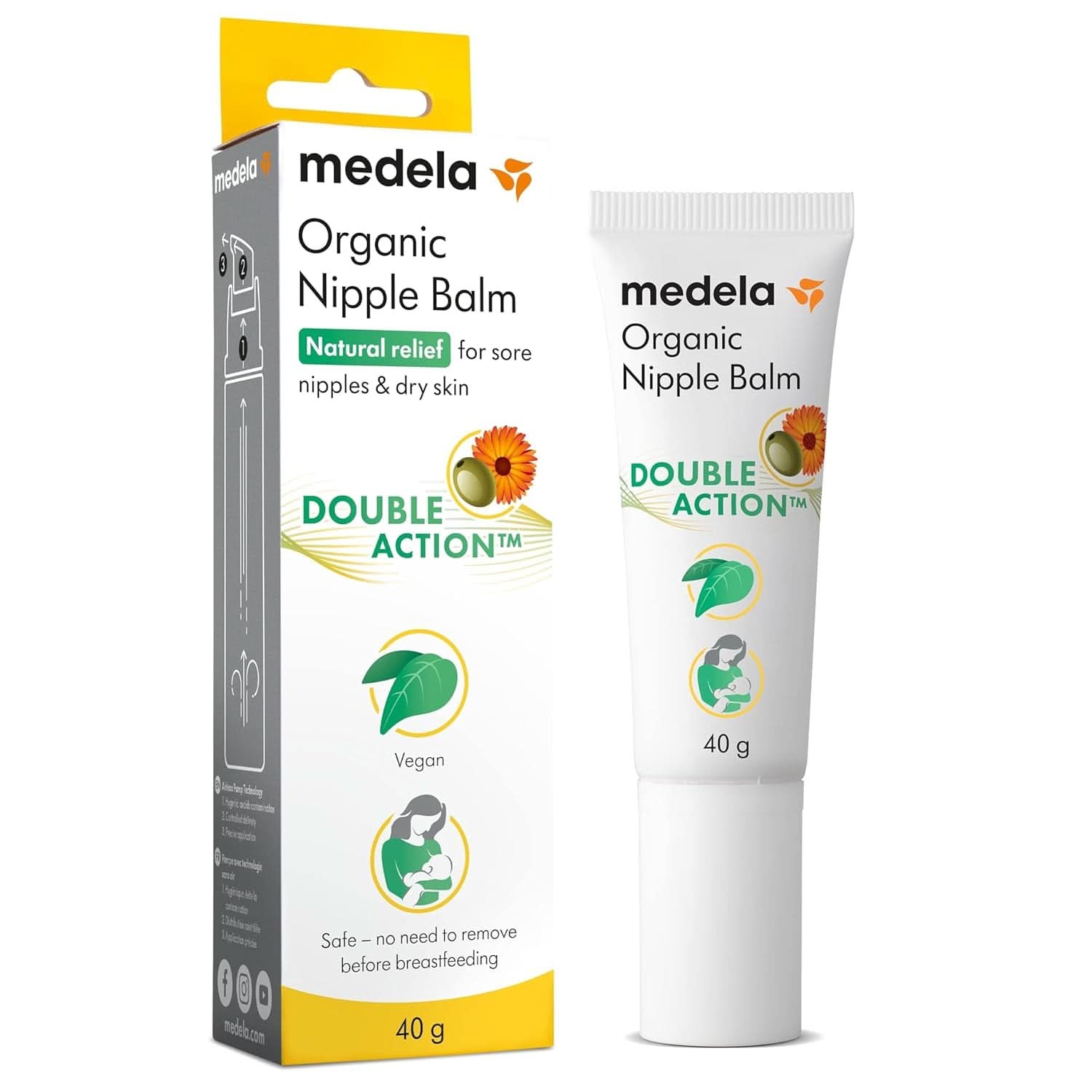 Medela Bio-Brustwarzenbalsm – Beruhigend Und Pflegend Für Stillende Mütter – Hergestellt Aus Naturichen, Sicheren Inhaltsstoffen – Linderung Bei Beanspruchten Brustwarzen – Essentiels du post-partum 40 G Accessoires Alimentation et allaitement Baby Naty Shop Bio Brustwarzencreme 40G