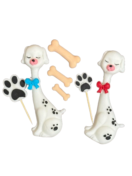 Lot de 7 décorations comestibles en sucre, Décorations en pâte à sucre Chien Dalmatien Nati Shop