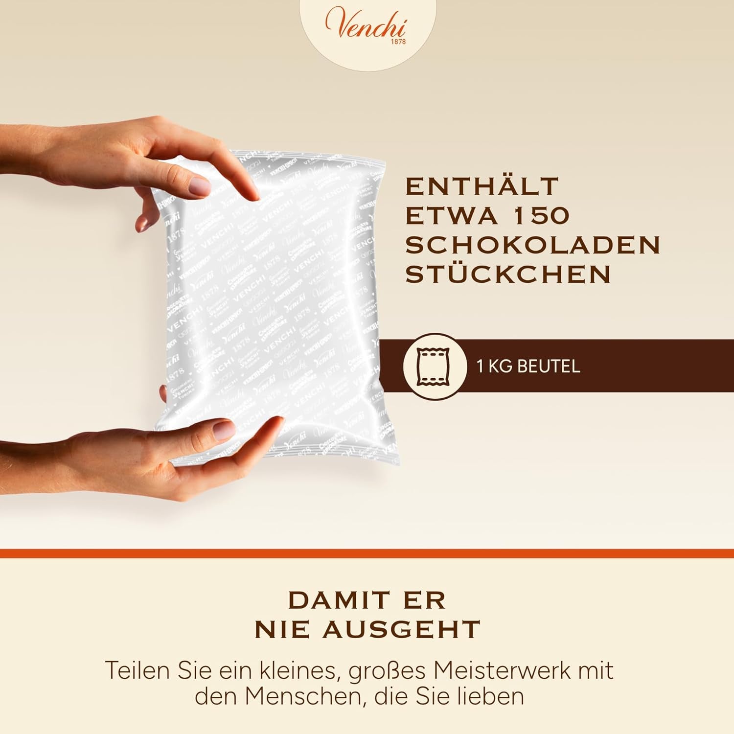 Venchi – Granblend Extra Black 75% SANS Sucre Ajouté, 1 kg – SANS Édulcorants Artificiels – Sans Gluten – Végétalien