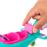 Chelsea Barbie Doll Airplane and Playset – Poupée pilote, avion, chiot et accessoires pour l'heure du conte, roues tournantes et hélices de fleurs, à partir de 3 ans, HTK38