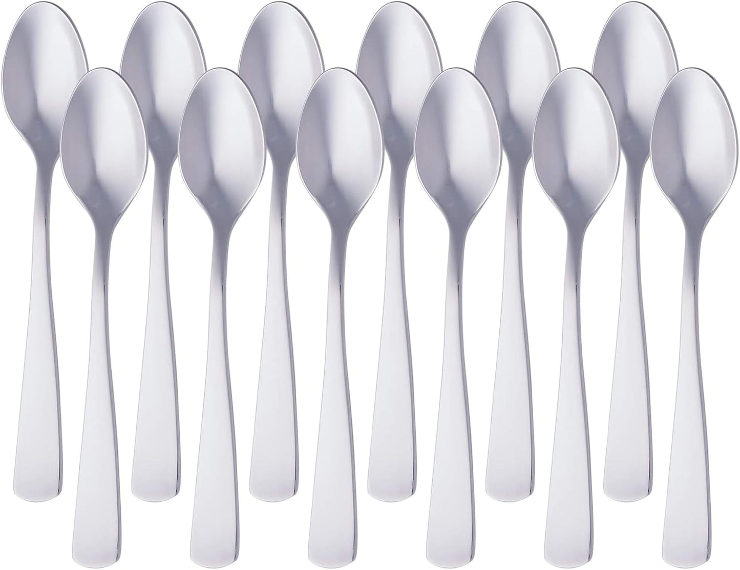 Cuillère à café en acier inoxydable, conception à bord rond, paquet de 12, argent Naty Shop cuisine modèle unique droit