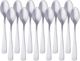 Cuillère à café en acier inoxydable, conception à bord rond, paquet de 12, argent Naty Shop cuisine modèle unique droit