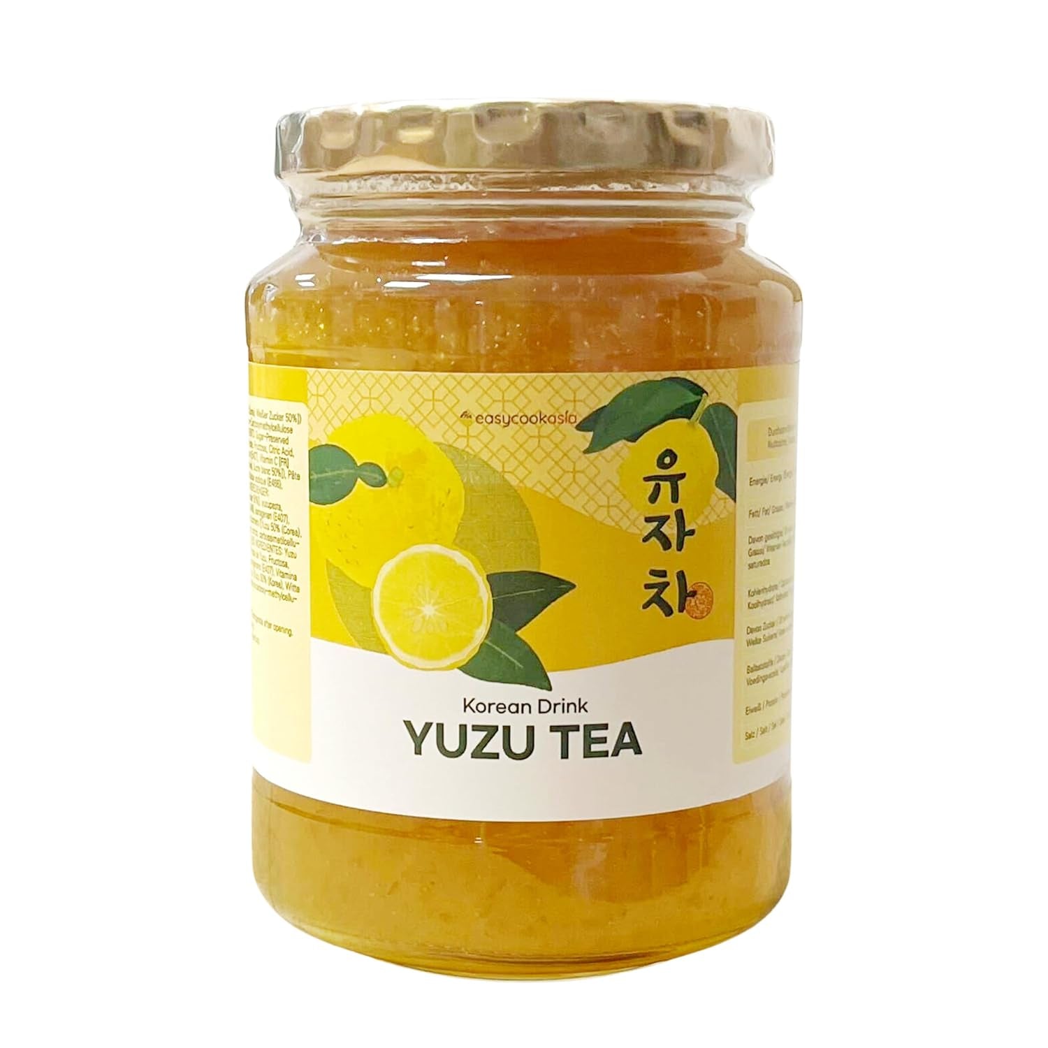 Boisson coréenne Easycookasia – Thé Yuzu | Fruité, sucré et citronné | Avec de la vitamine C | Pour le thé, la limonade, les cocktails et les desserts | Découvrez la culture asiatique du thé (500g)