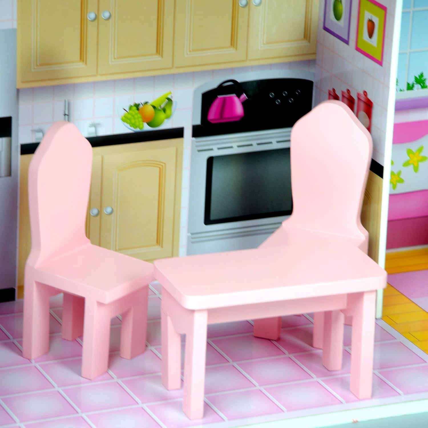 Maison de poupée géante Olivia's Small World, grande maison de poupée en bois avec meubles et accessoires, maison de poupée à 3 étages pour enfants, maison de poupée pour poupées de 12", 3 ans + Naty Shop Dollhouses