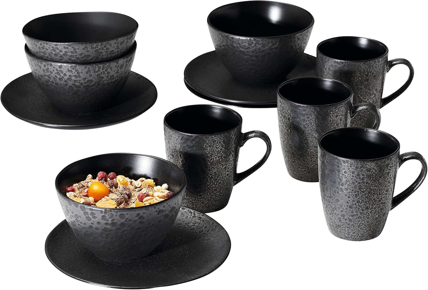 Ritzenhoff & Breker Kitwe Service de petit-déjeuner 12 pièces Noir