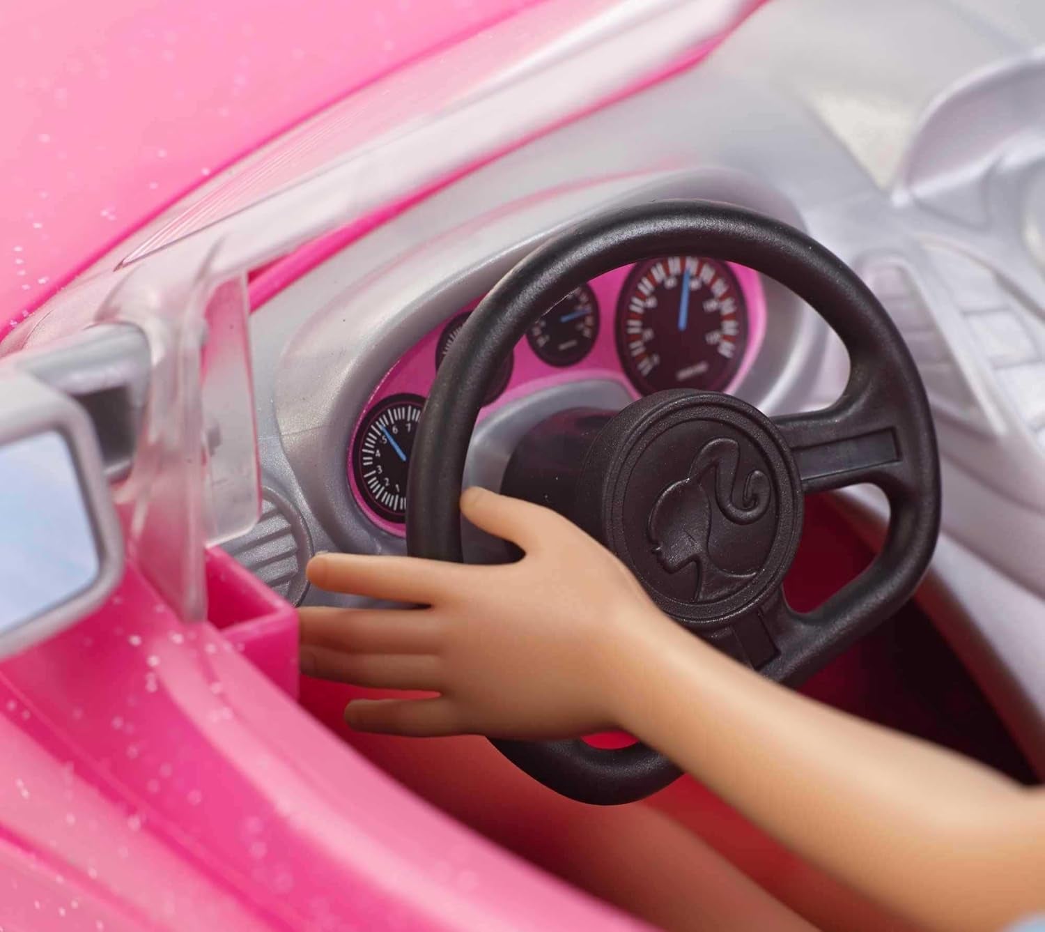 Poupée Barbie et cabriolet à paillettes roses, pneus réalistes, logo, jouet pour 3 ans et plus, DJR55