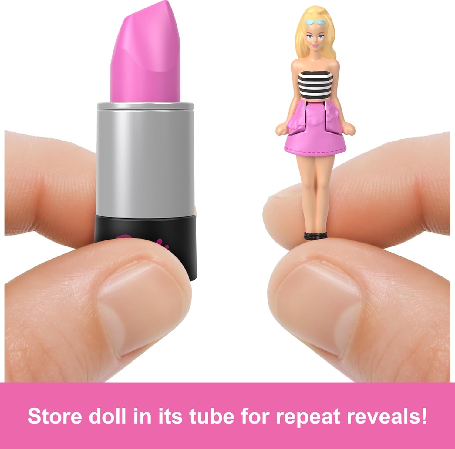 Barbie Mini Barbieland, lot de 5 poupées Fashionistas, env. Mini poupées de 3,8 cm de hauteur dans des manches de rouge à lèvres, ensemble de collection surprise (les styles peuvent varier), JBD26 Naty Shop Dolls