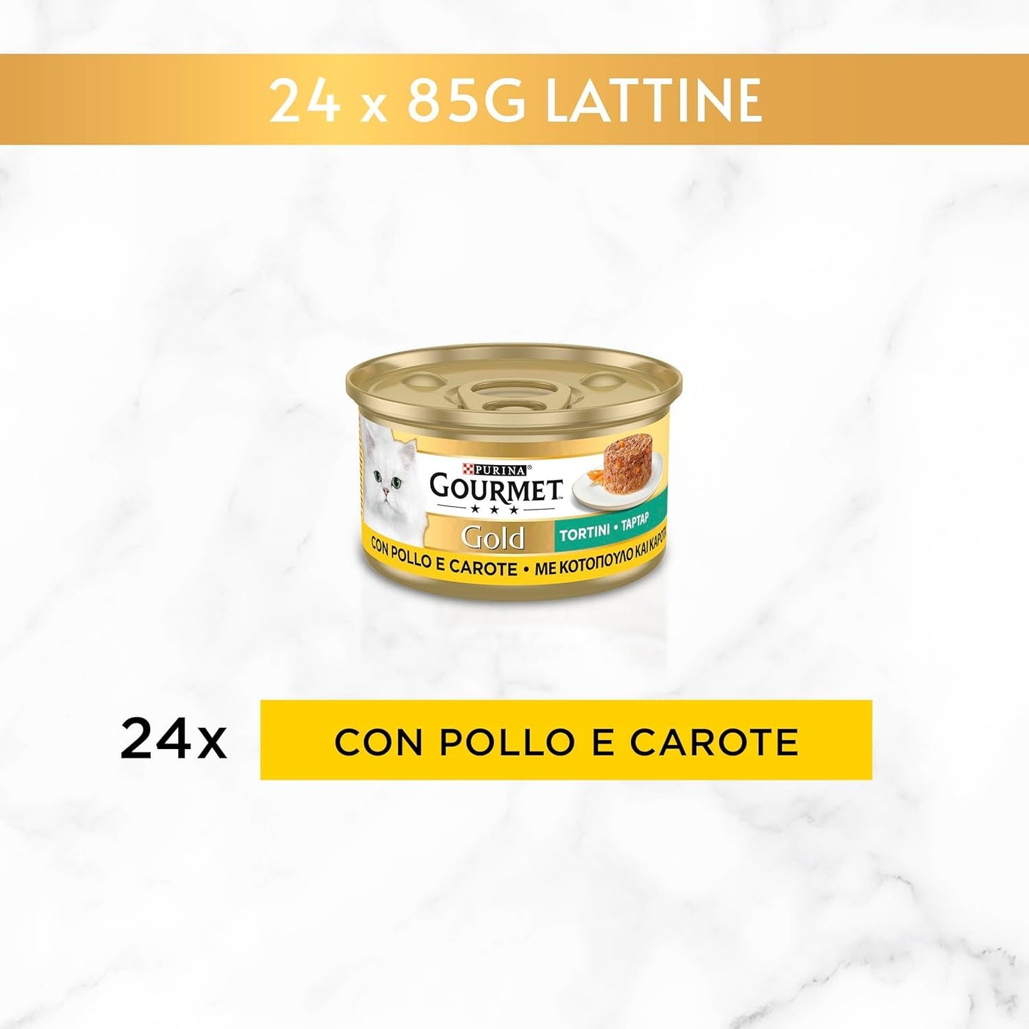 Boulettes de viande végétariennes moelleuses au poulet et aux carottes Purina Gold, 24 boîtes de 85 g chacune