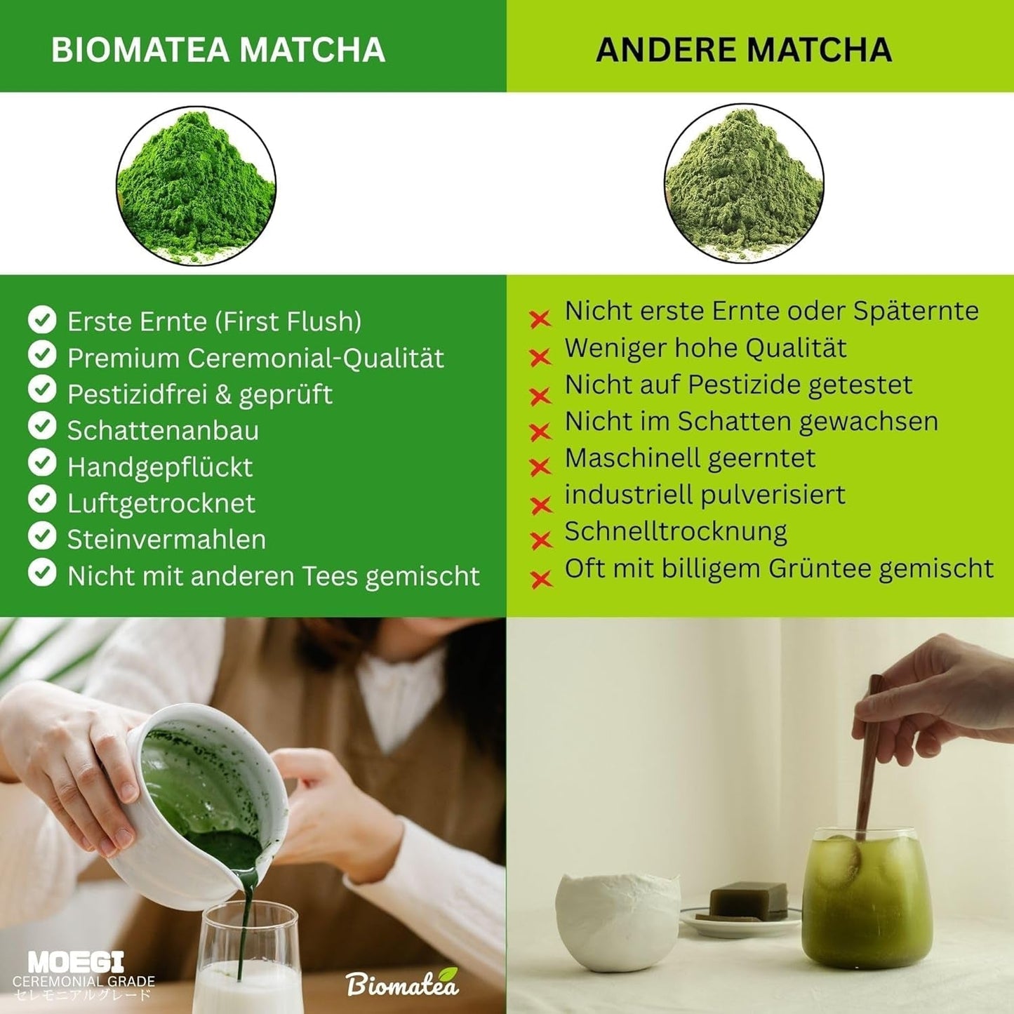 Thé Matcha Sakura 50 g – Qualité cérémonielle du Japon – Thé vert de qualité supérieure avec poudre de fleur de Sakura – Première récolte, moulu sur pierre, végétalien, sans additifs